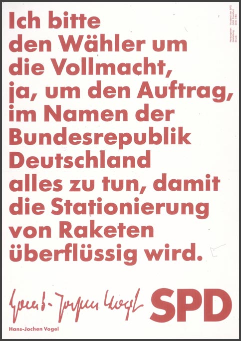 SPD Poster for Bundestag Elections: Hans-Jochen Vogel (1983)